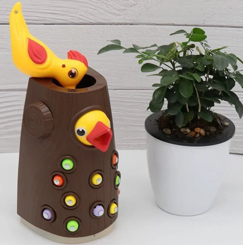 Woodpecker Feeding Fun: Montessori Magnetic Bug Game