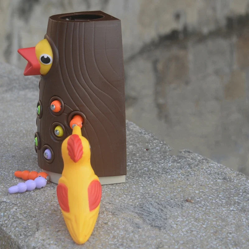 Woodpecker Feeding Fun: Montessori Magnetic Bug Game