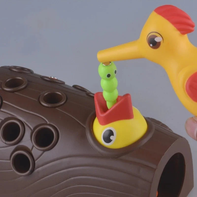 Woodpecker Feeding Fun: Montessori Magnetic Bug Game