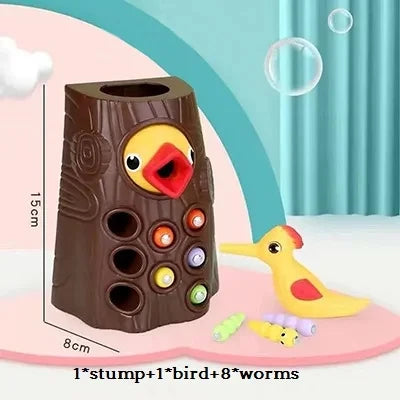 Woodpecker Feeding Fun: Montessori Magnetic Bug Game